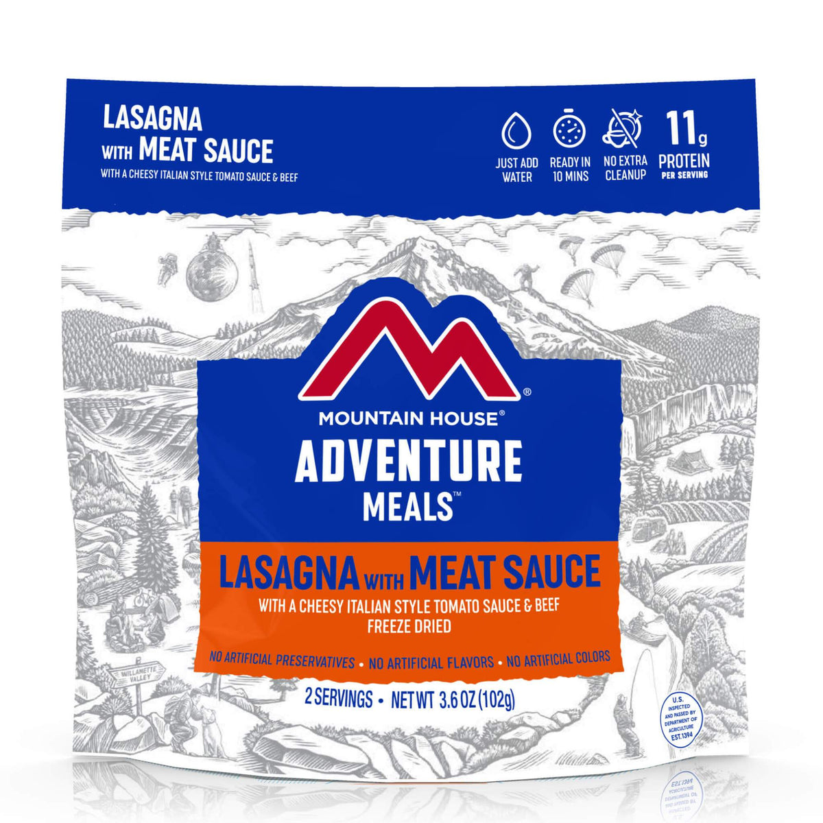 mountain house lasagna with meat sauce meal