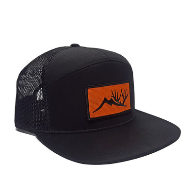 Black Ball Cap with Orange Altitude Outdoors patch on Forehead.