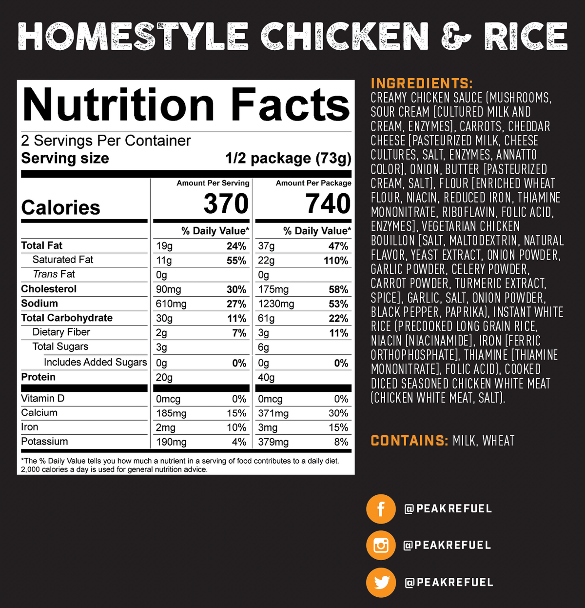 Homestyle chicken and rice nutrition facts
