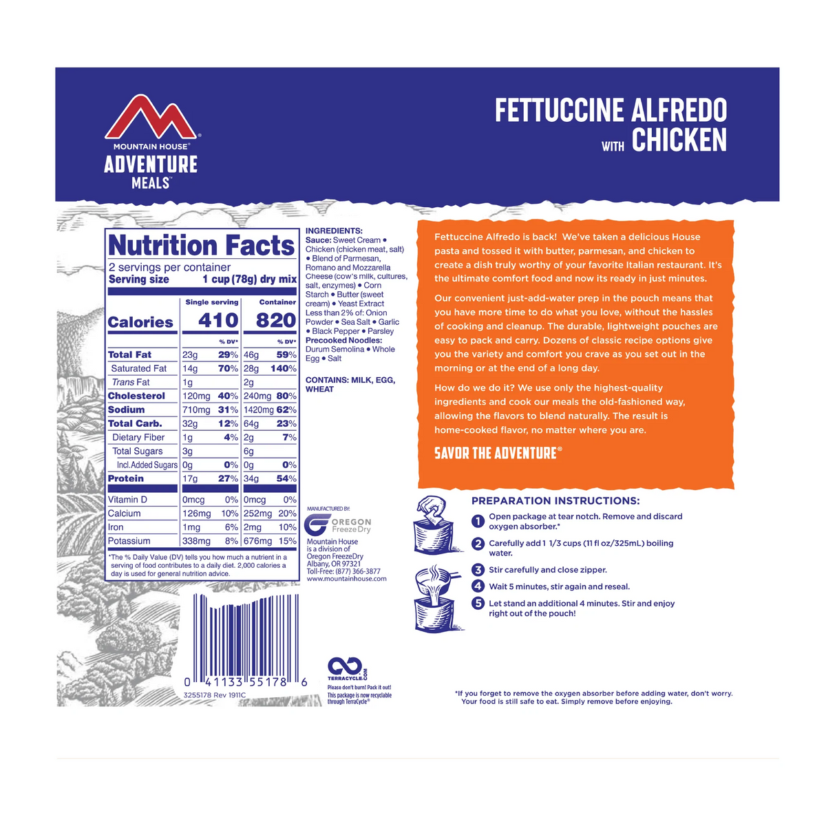 Mountain House Chicken Fettuccine Alfredo Adventure Meal