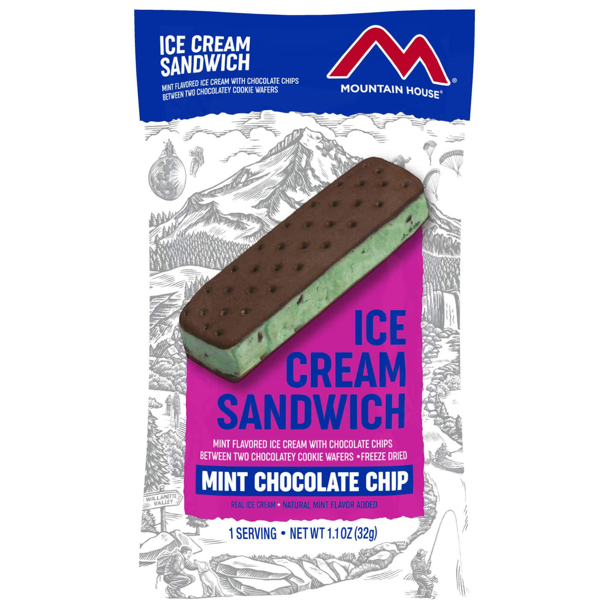 mountain house mint chocolate chip ice cream sandwhich