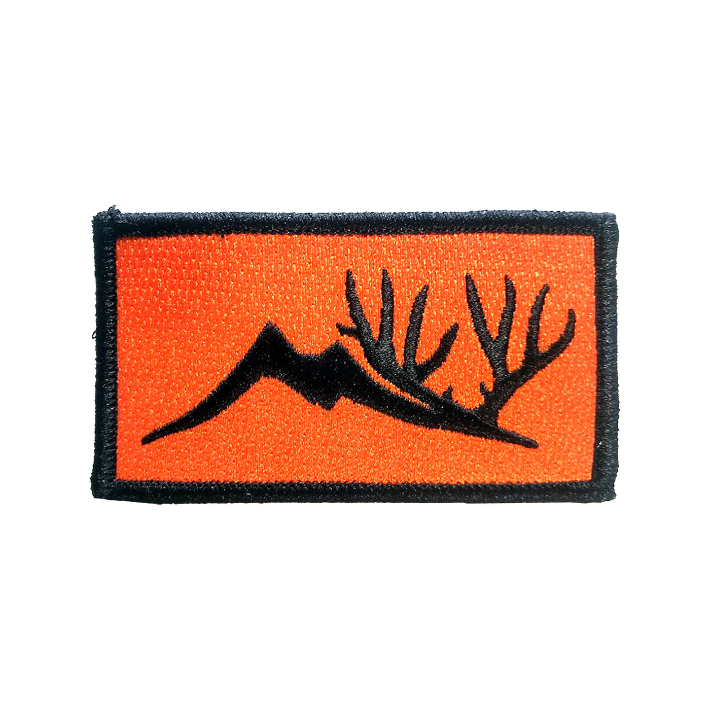 Iron on hat patch orange background, black bordering, and black Altitude logo