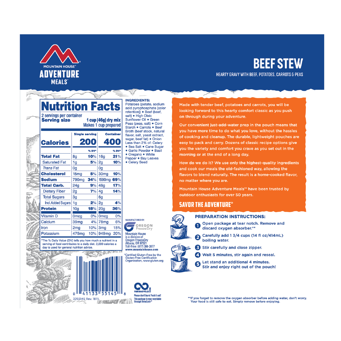 mountain house beef stew nutrition facts 