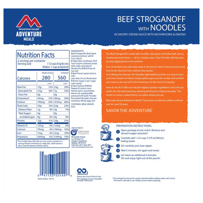 mountain house beef stroganoff with noodles nutrition facts
