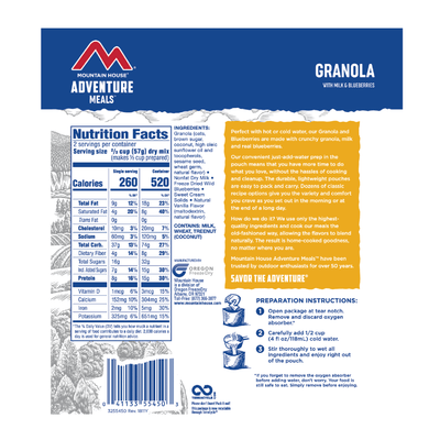 mountain house granola with milk and blueberries nutrition facts 