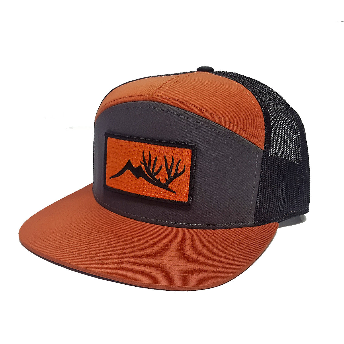 Orange Gray 7 panel patch Hat Altitude Outdoors Logo