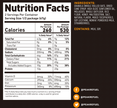 peak refuel strawberry granola nutrition facts 