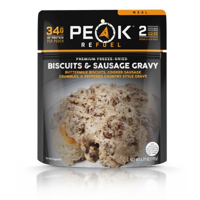 Peak refuel biscuits and sausage gravy meal 