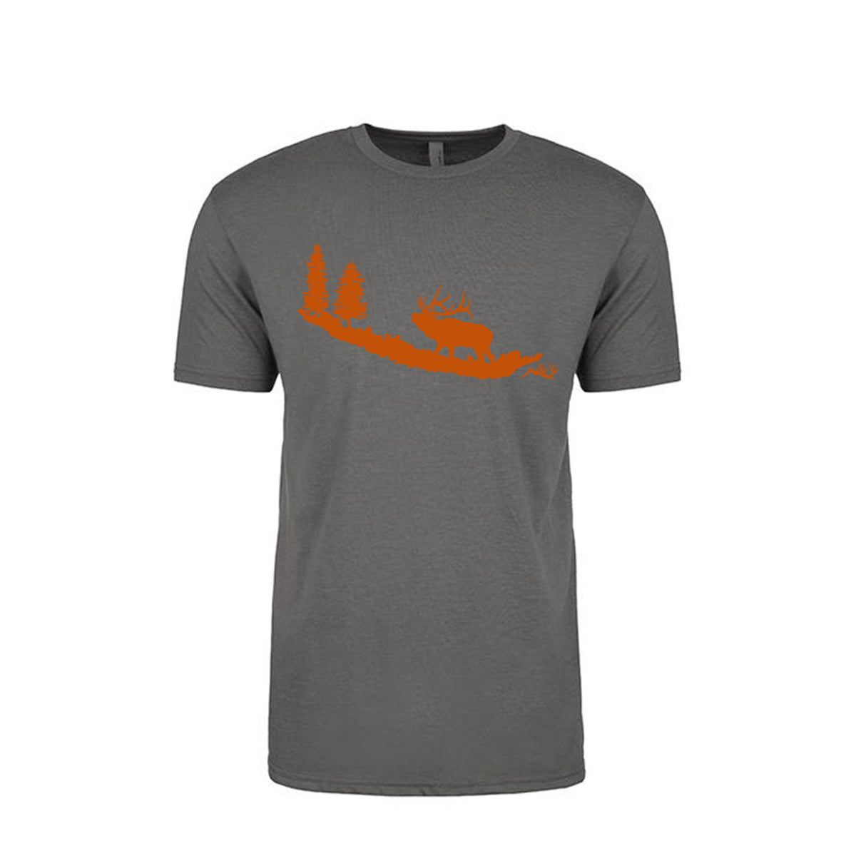 T-shirt featuring a large Bull Elk in the Rutt, sounding a bugle