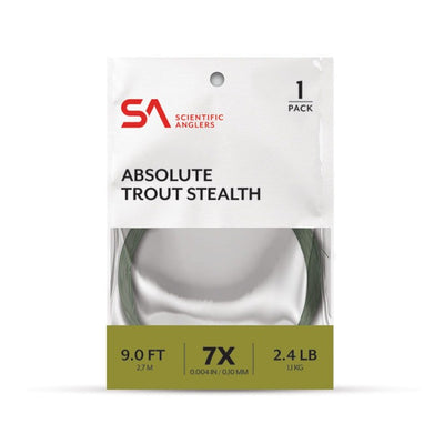 A packet with the Scientific Anglers Absolute Trout Stealth Leader inside.