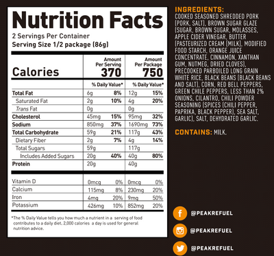 sweet pork and rice peak refuel nutrition facts 