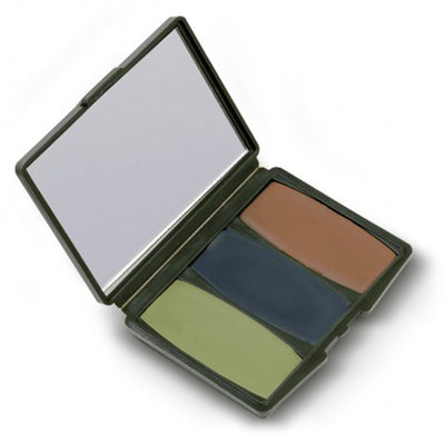 A three color face paint case that is used to conceal yourself while hunting