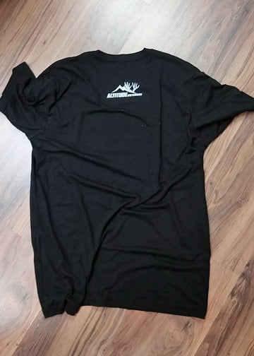 Hunting / Backpacking T-shirt with Altitude Buck Deer / Topo Map Altitude Logo on upper back