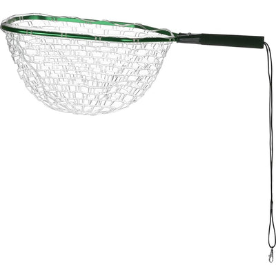 Fishing net with lanyard and clear netting.
