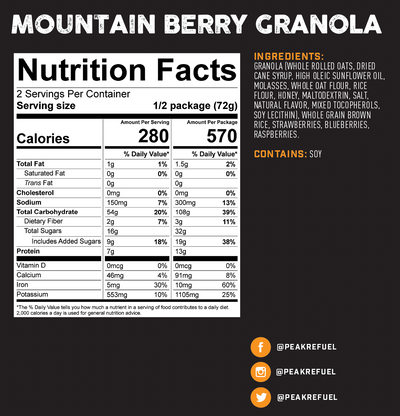 Mountain berry granola nutrition facts 
