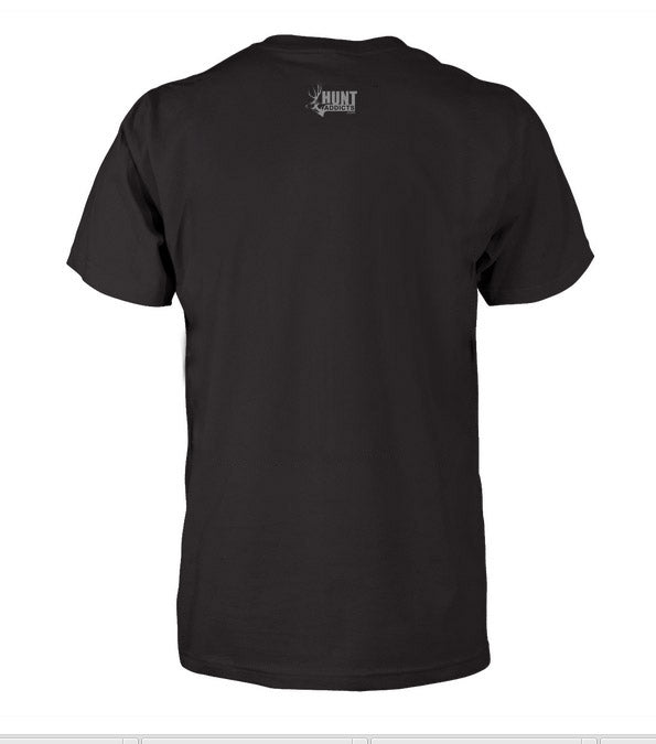 Black Hunting / Backpacking T-shirt with I Hunt Elk Logo Elk Antler